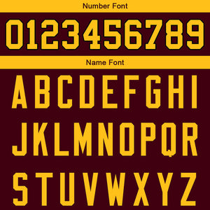 customized  authentic football jersey burgundy-yellow mesh