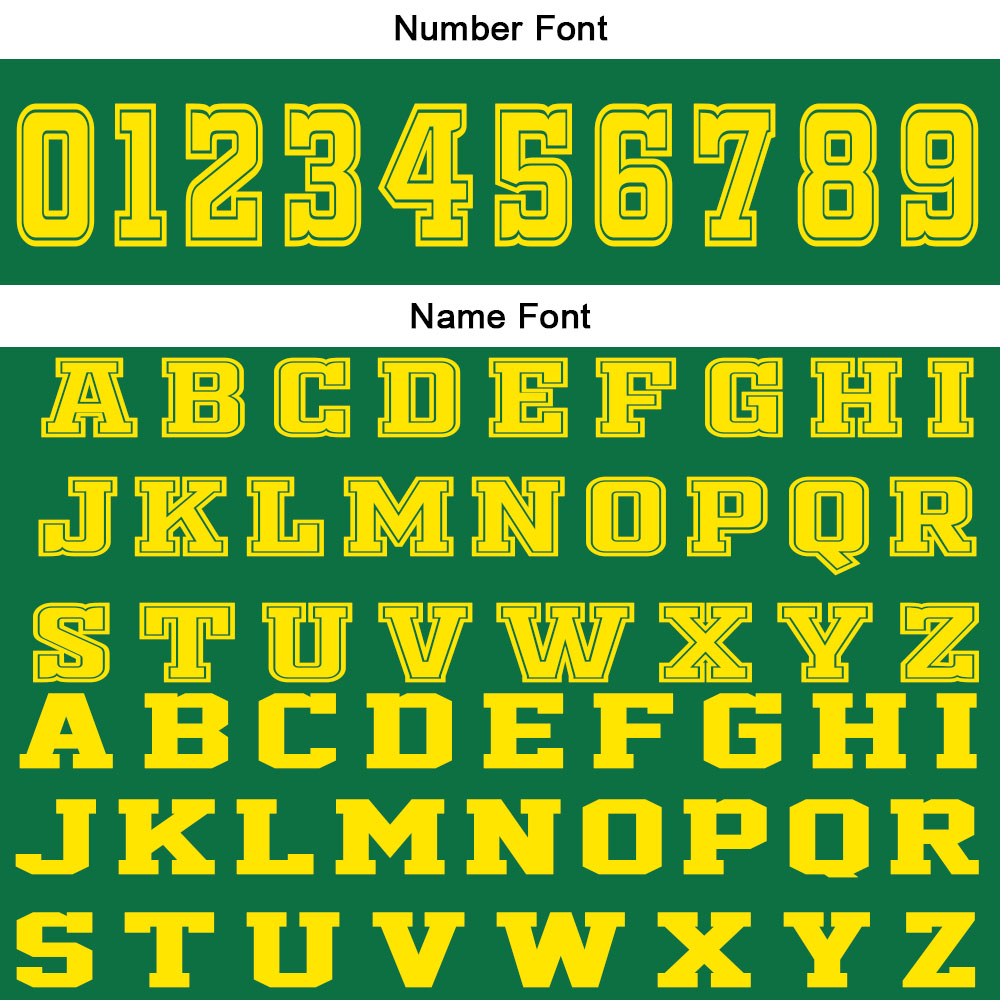 Uniforme de baloncesto personalizado verde y amarillo con tu logotipo-nombre y número impresos