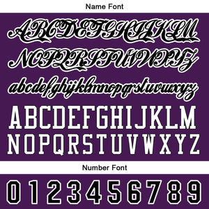Camiseta de béisbol morada personalizada con botones para hombre mujer adulto y joven Estampado de nombre número y logotipo