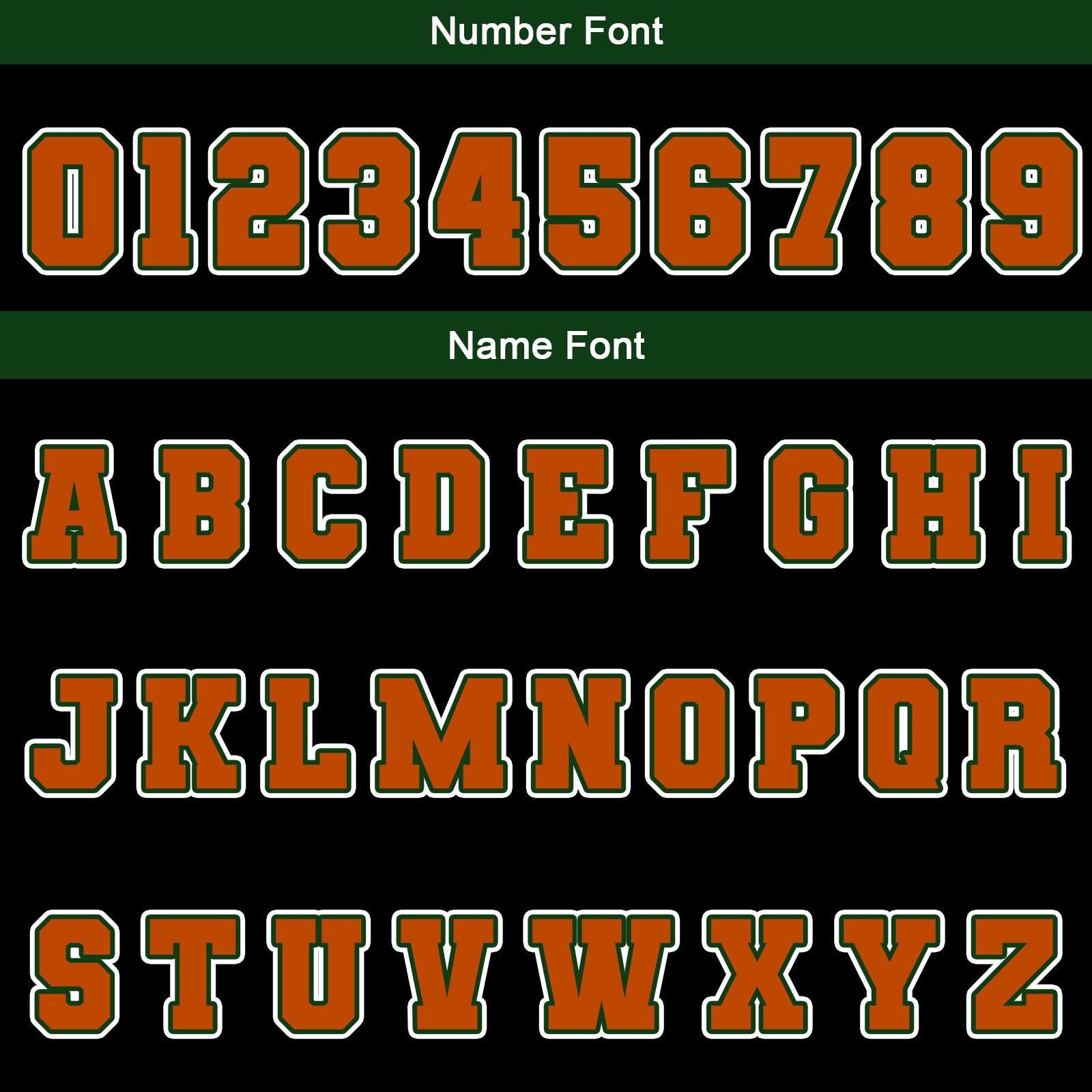 Chaquetas universitarias impermeables personalizadas en negro-naranja y verde con nombre-número y logotipo bordados