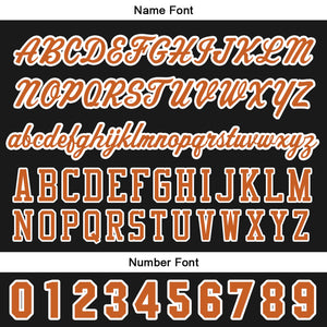 Camiseta de béisbol personalizada negra y naranja con botones para hombre mujer adulto y joven Estampado de nombre número y logotipo