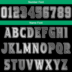 Uniforme de baloncesto personalizado en negro-verde y gris con tu logotipo-nombre y número impresos
