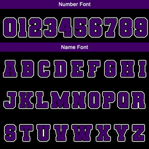 Chaquetas universitarias impermeables personalizadas en negro-morado y blanco con nombre-número y logotipo bordados
