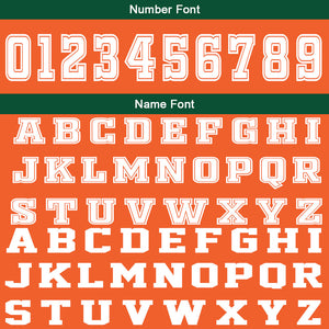 Uniforme de baloncesto personalizado de color naranja y verde con tu logotipo-nombre y número impresos
