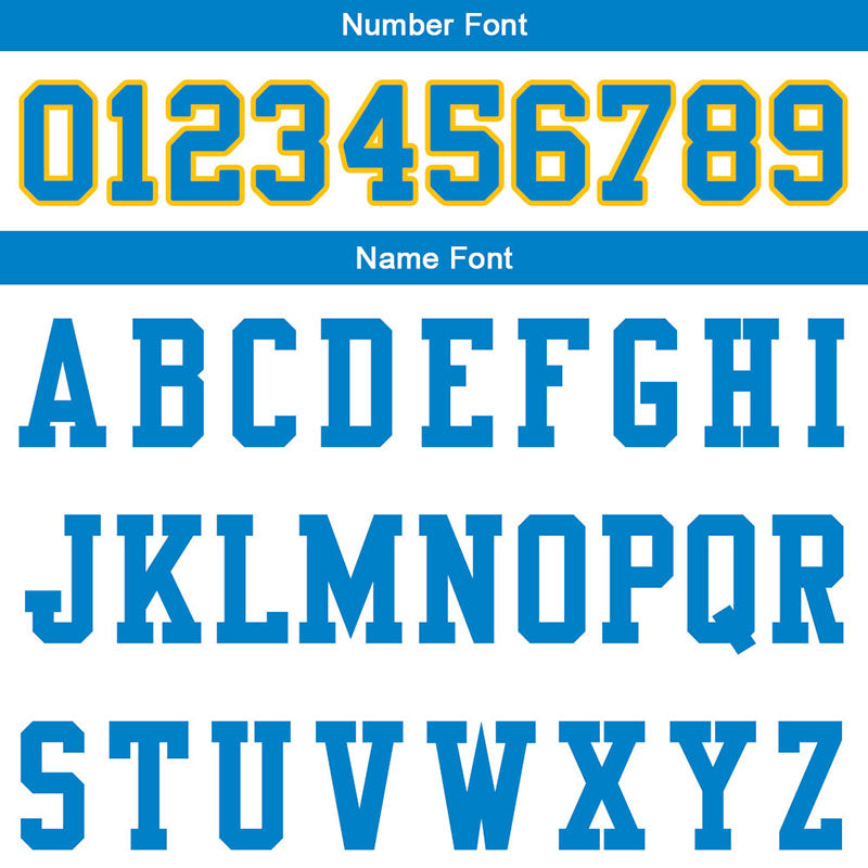 customized  authentic football jersey white powder blue -yellow mesh