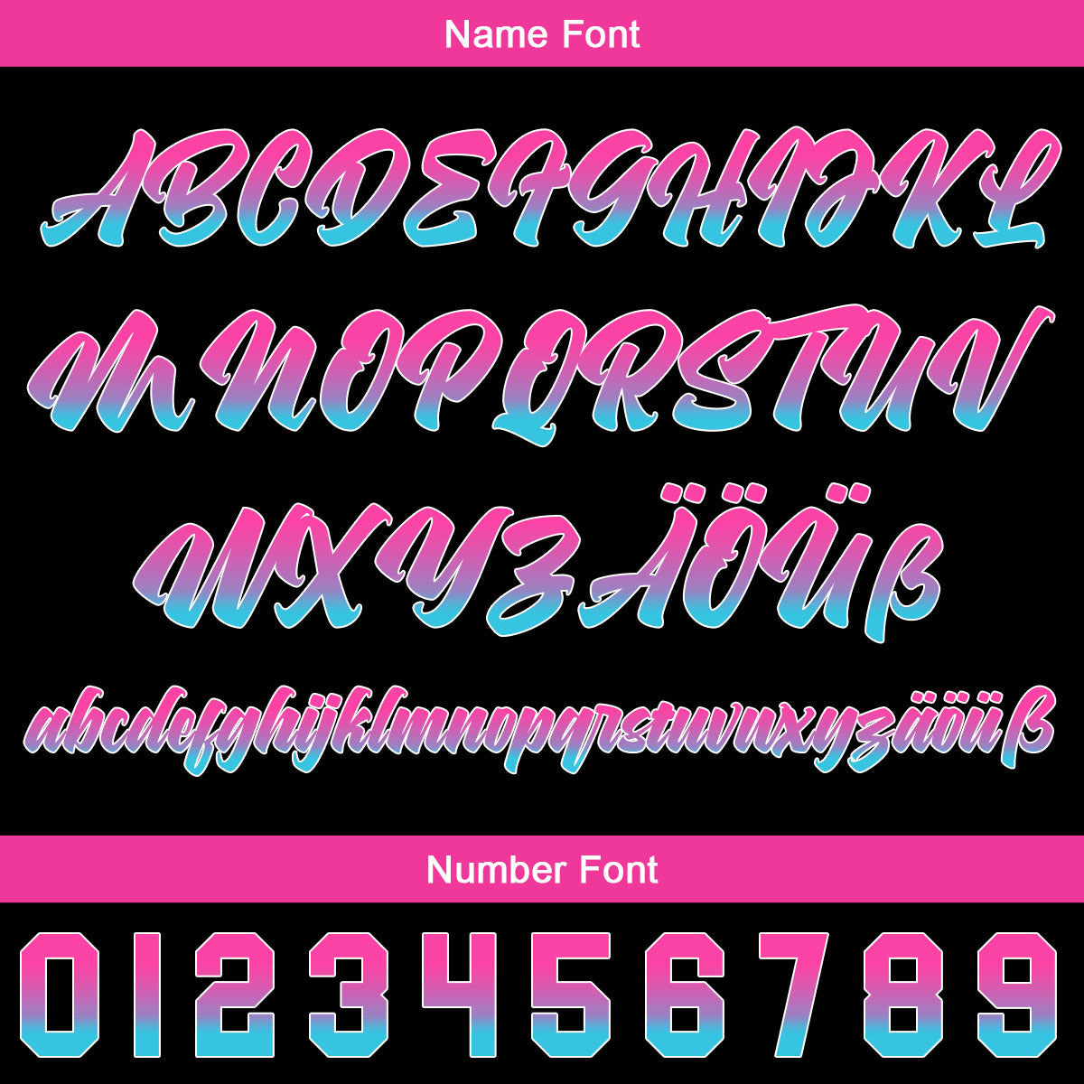 Camiseta de béisbol personalizada negra rosa y azul con dise?o degradado uniformes de equipo con nombre y número