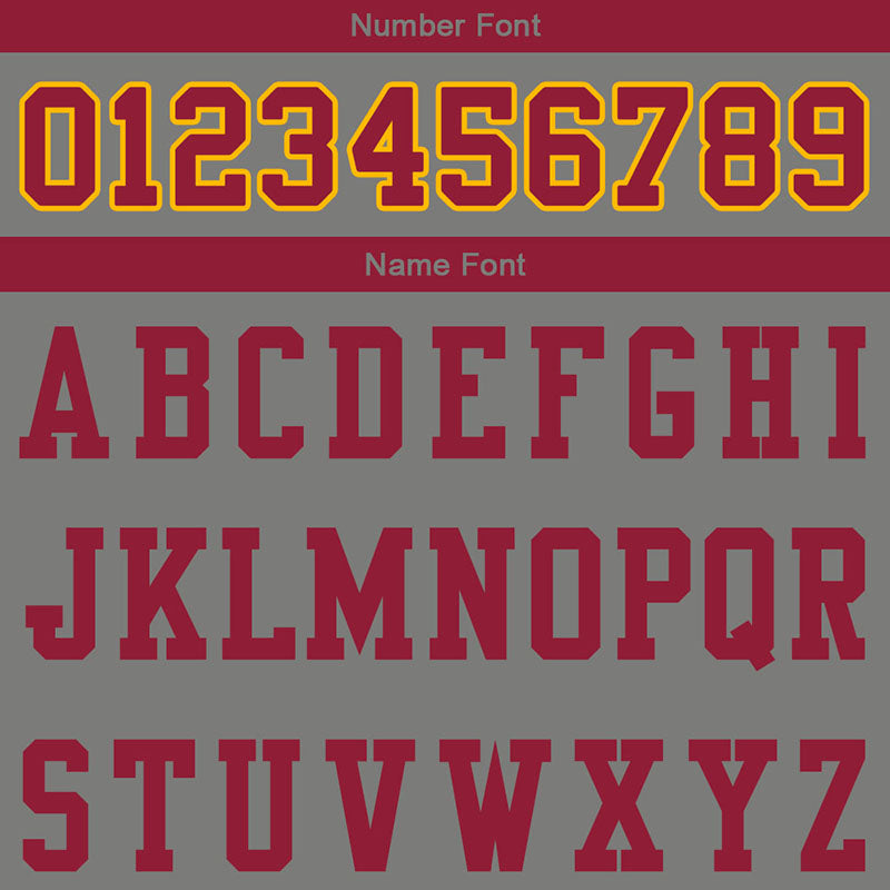 customized authentic football jersey gray red -gold mesh