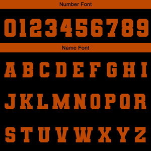 Chaquetas universitarias impermeables negras y naranja oscuro personalizadas con nombre-número y logotipo bordados a medida