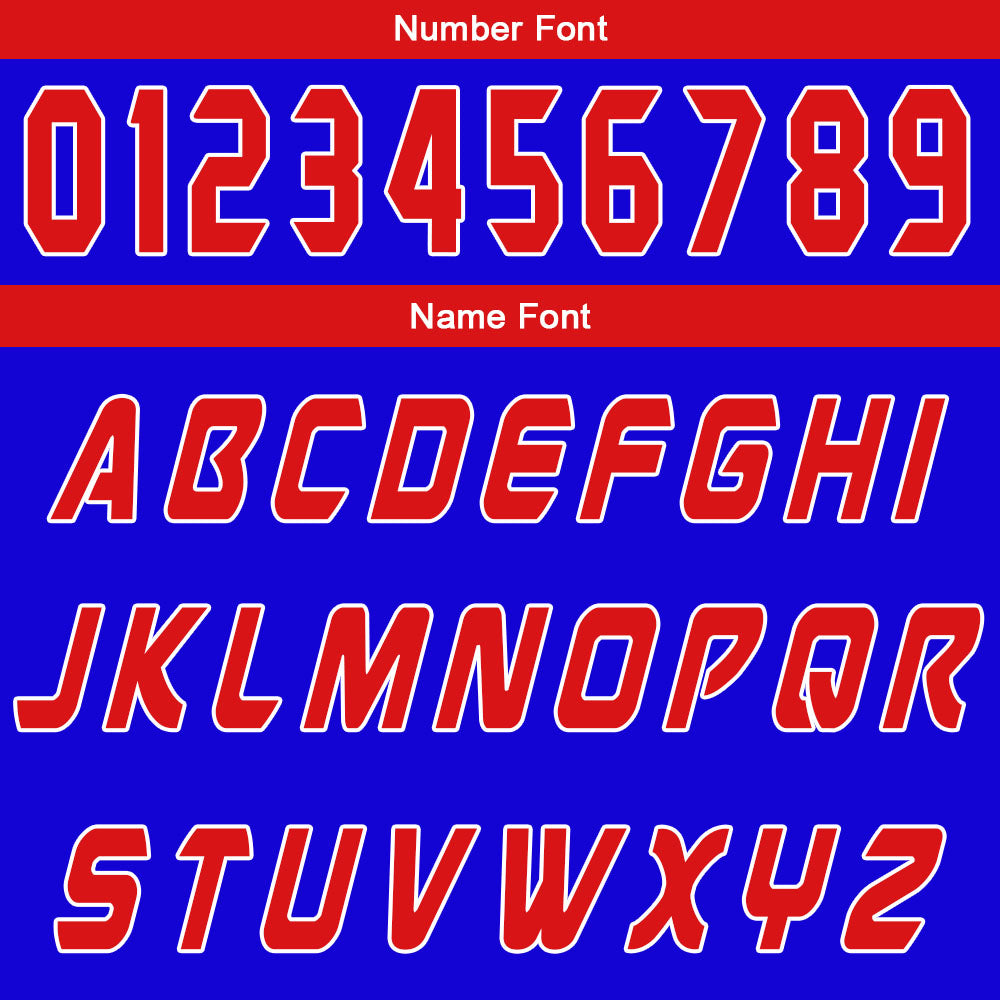 Uniforme de baloncesto personalizado azul y rojo con tu logotipo-nombre y número impresos