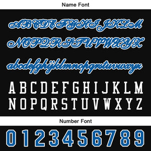 Camiseta de béisbol personalizada negra y azul con botones para hombre mujer adulto y joven Estampado de nombre número y logotipo