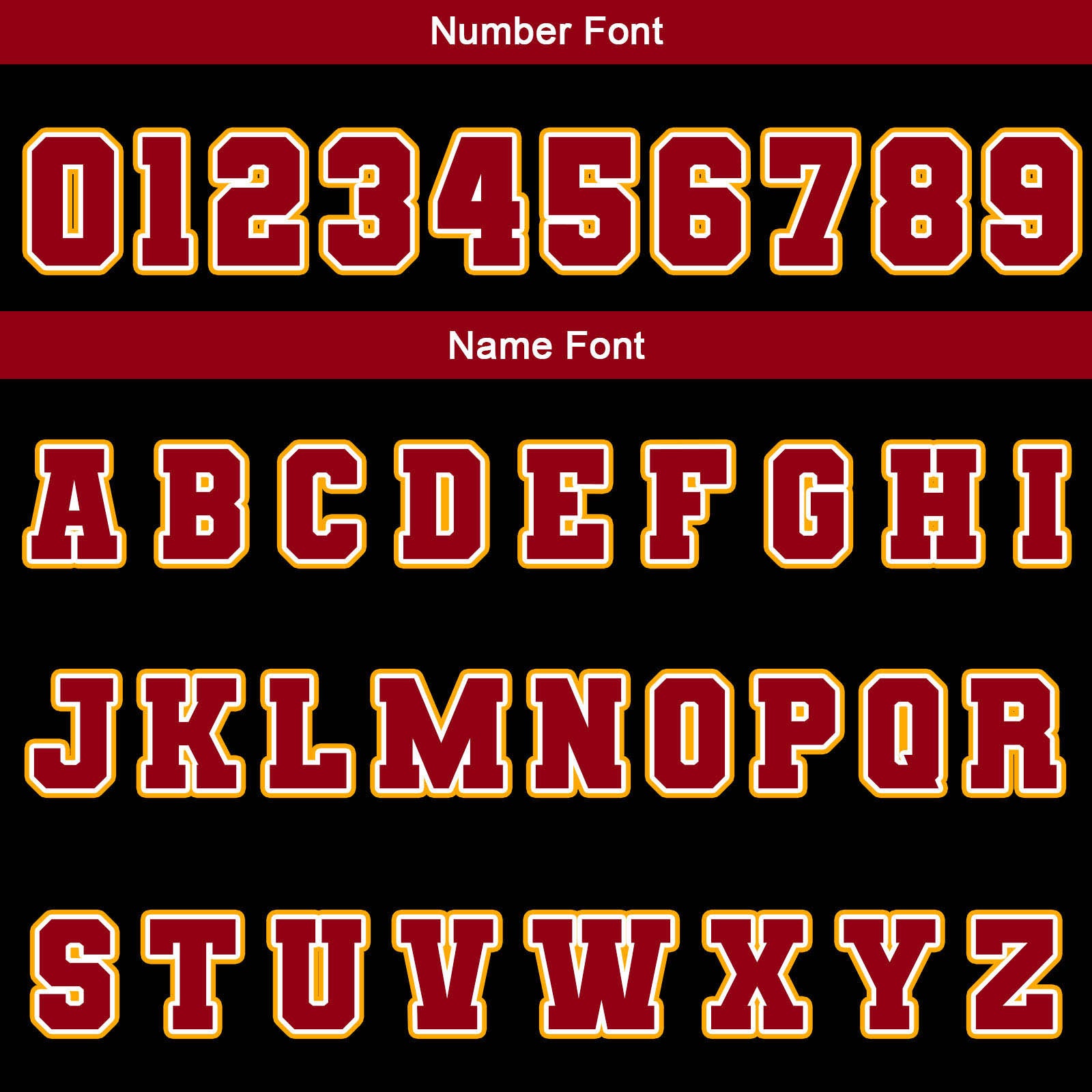 Chaquetas universitarias impermeables personalizadas en negro-rojo y amarillo con nombre-número y logotipo bordados