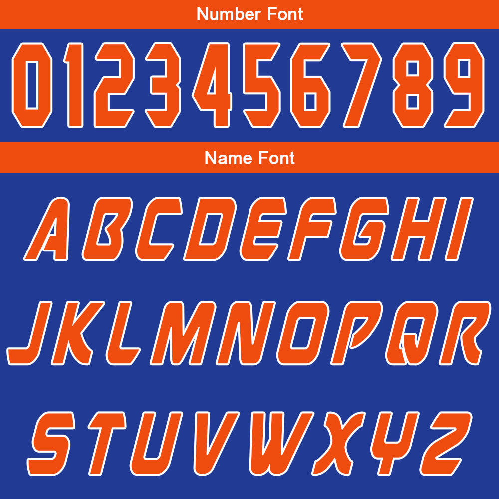 Uniforme de baloncesto personalizado azul y naranja con tu logotipo-nombre y número impresos