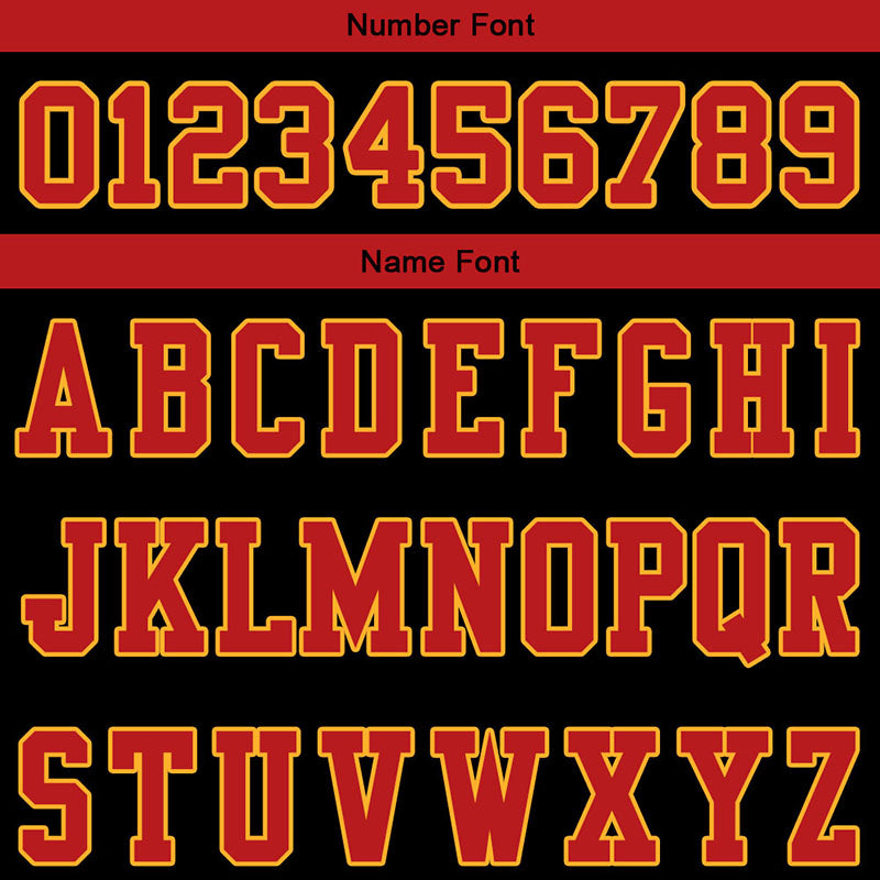 customized  authentic football jersey black red-yellow mesh