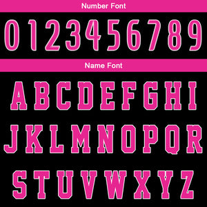 Uniforme de baloncesto personalizado en negro y rosa con tu logotipo-nombre y número impresos