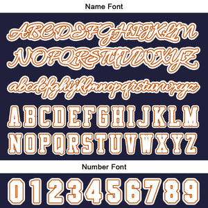 Camiseta de béisbol personalizada naranja y azul oscuro con botones para hombre mujer adulto y joven Estampado de nombre número y logotipo