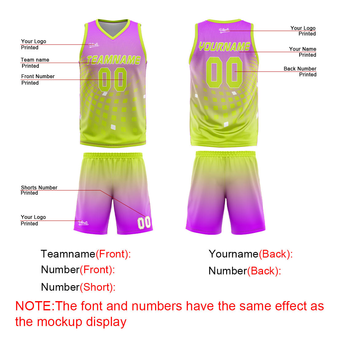 Uniforme de baloncesto personalizado de color morado claro y verde con tu logotipo-nombre y número impresos