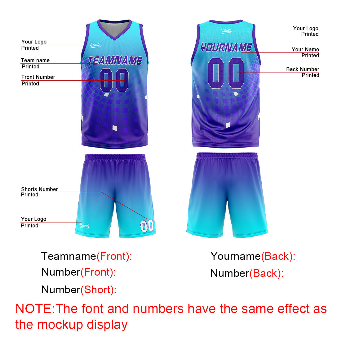 Uniforme de baloncesto personalizado color morado claro con tu logotipo-nombre y número impresos