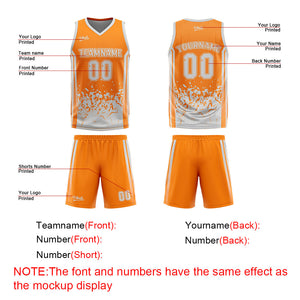 Traje de baloncesto reversible personalizado naranja y gris para adultos y niños
