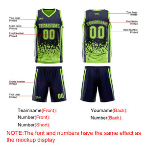 Traje de baloncesto reversible azul marino personalizado para adultos y niños