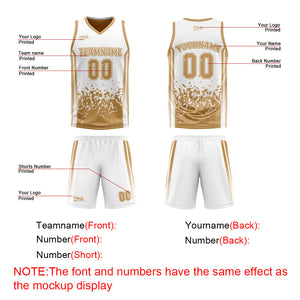 Traje de baloncesto reversible marrón y blanco personalizado para adultos y niños
