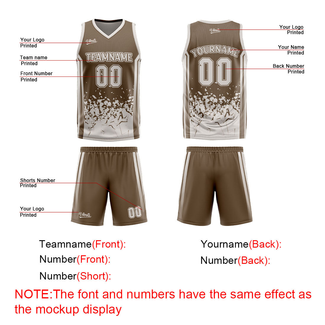 Traje de baloncesto reversible personalizado en marrón grisáceo mate para adultos y niños