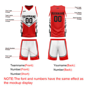 Traje de baloncesto reversible rojo y negro personalizado para adultos y niños