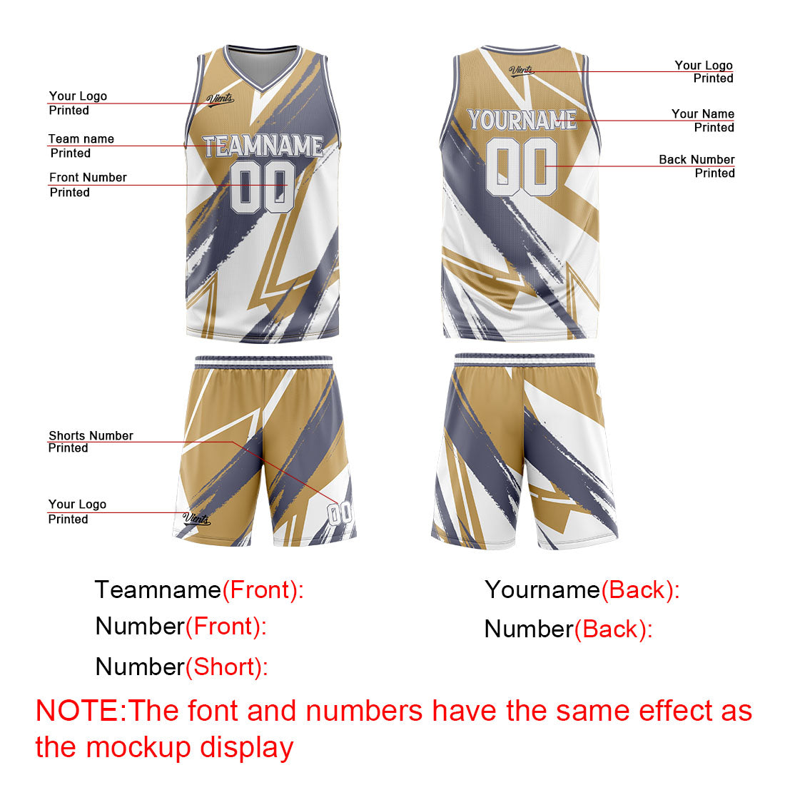 Uniforme de baloncesto personalizado en color marrón grisáceo con tu logotipo-nombre y número impresos