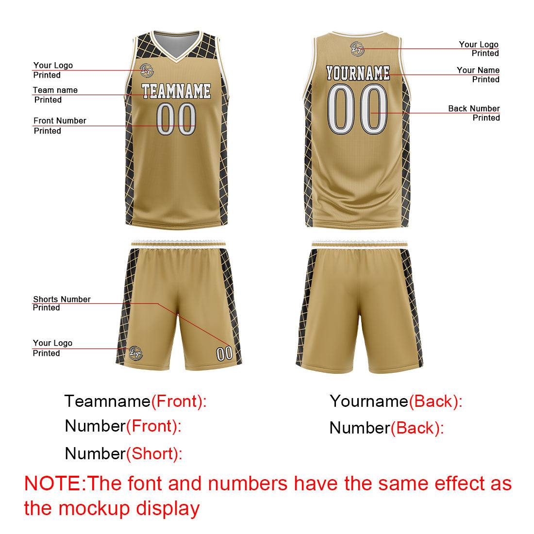 Uniforme de baloncesto personalizado en marrón y negro con tu logotipo-nombre y número impresos