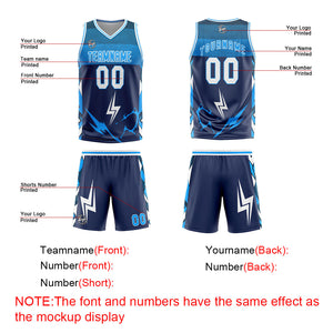 Uniforme de baloncesto azul marino personalizado con tu logotipo-nombre y número impresos