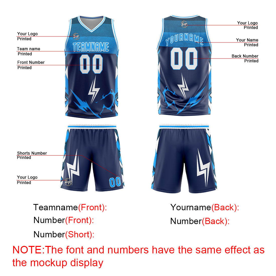 Uniforme de baloncesto azul marino personalizado con tu logotipo-nombre y número impresos