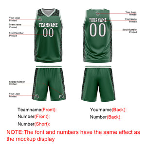 Uniforme de baloncesto personalizado verde y negro con tu logotipo-nombre y número impresos