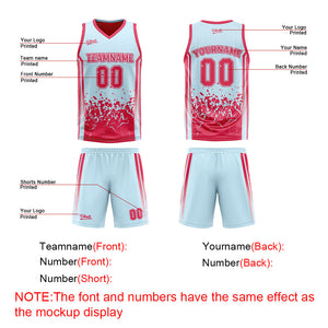 Traje de baloncesto reversible rojo claro personalizado para adultos y niños