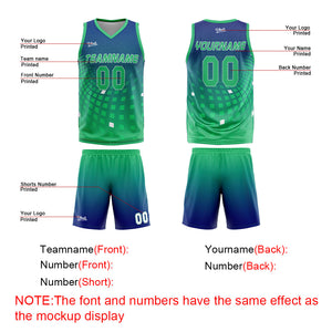 Uniforme de baloncesto personalizado de color verde marino con tu logotipo-nombre y número impresos
