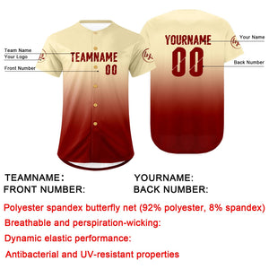Camiseta de béisbol personalizada blanca y roja con degradado uniformes de equipo con nombre y número