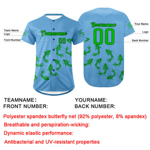 Camiseta de béisbol azul y verde personalizada con dise?o degradado uniformes de equipo con nombre y número