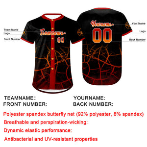 Camiseta de béisbol personalizada negra y roja con degradado uniformes de equipo con nombre y número