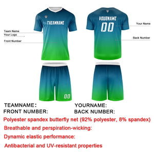 Conjunto personalizado de camiseta de uniforme verde oliva azul verdoso para niños y adultos