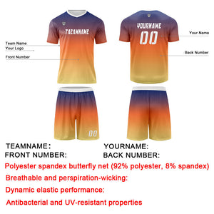 Conjunto personalizado de camiseta de uniforme azul & naranja y amarillo para niños y adultos