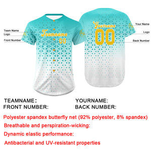 Camiseta de béisbol personalizada azul y blanca de Lakes uniforme de equipo con degradado personalizado nombre y número