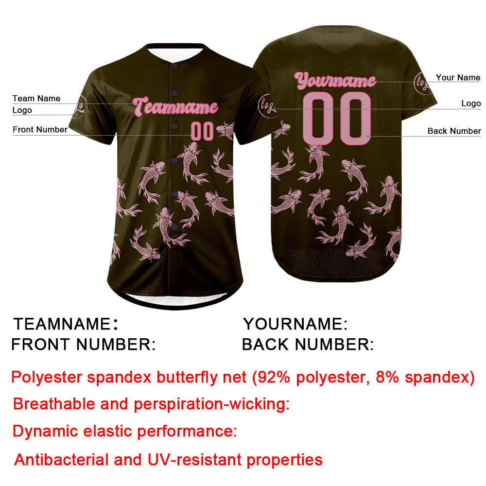 Camiseta de béisbol personalizada en verde oliva y rosa claro con degradado uniformes de equipo personalizados con nombre y número