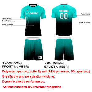 Camiseta de uniforme personalizada azul menta y negra para niños y adultos Conjunto de camiseta personalizado