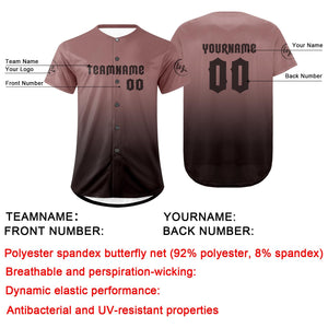 Camiseta de béisbol personalizada en marrón claro y marrón oscuro con degradado uniformes de equipo personalizados con nombre y número