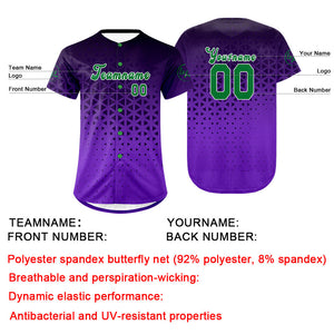 Camiseta de béisbol personalizada negra y morada con degradado uniformes de equipo personalizados con nombre y número
