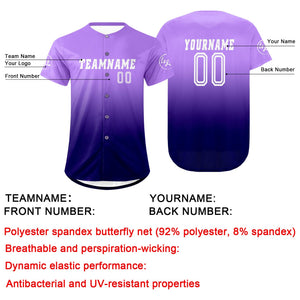Camiseta de béisbol morada oscura personalizada con degradado uniformes de equipo personalizados con nombre y número