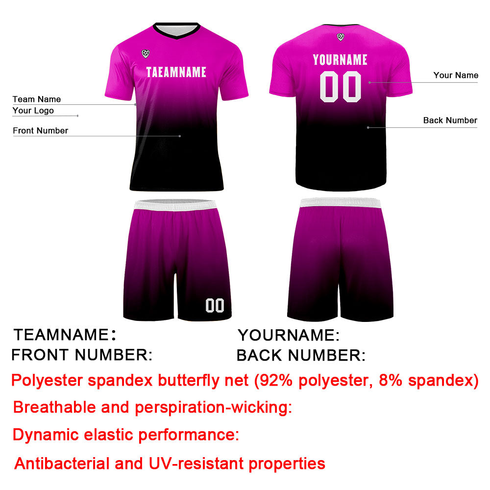 Conjunto personalizado de camiseta de uniforme rosa y negro para niños y adultos