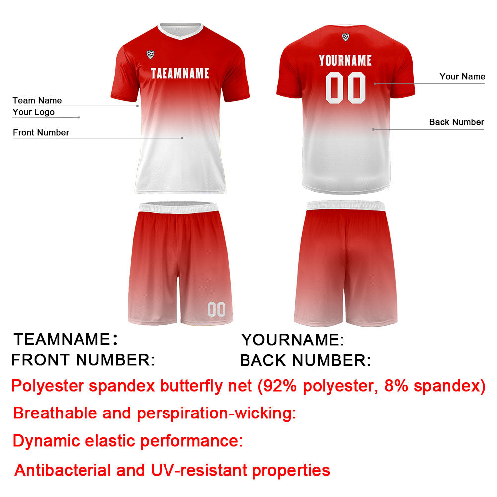 Conjunto personalizado de camiseta & uniforme rojo y blanco para niños y adultos