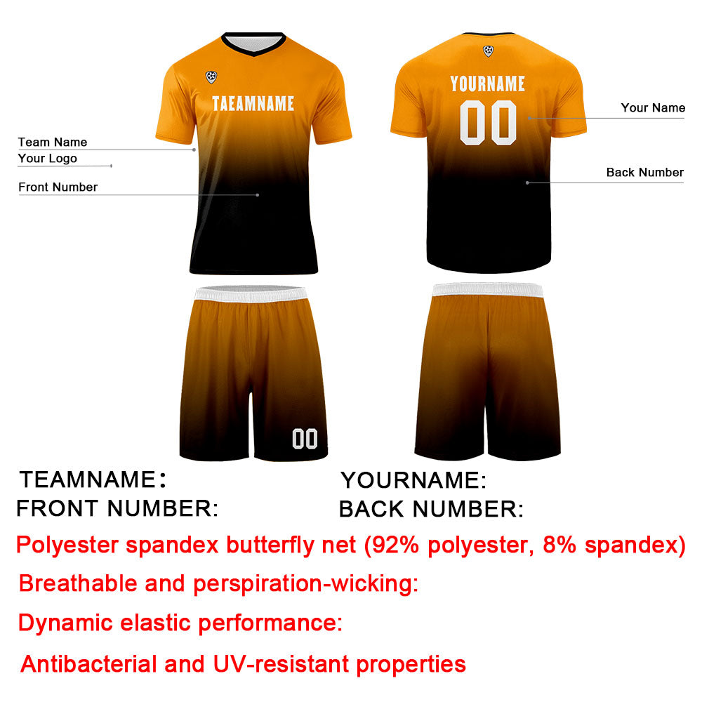 Conjunto personalizado de camiseta de uniforme naranja y negro para niños y adultos