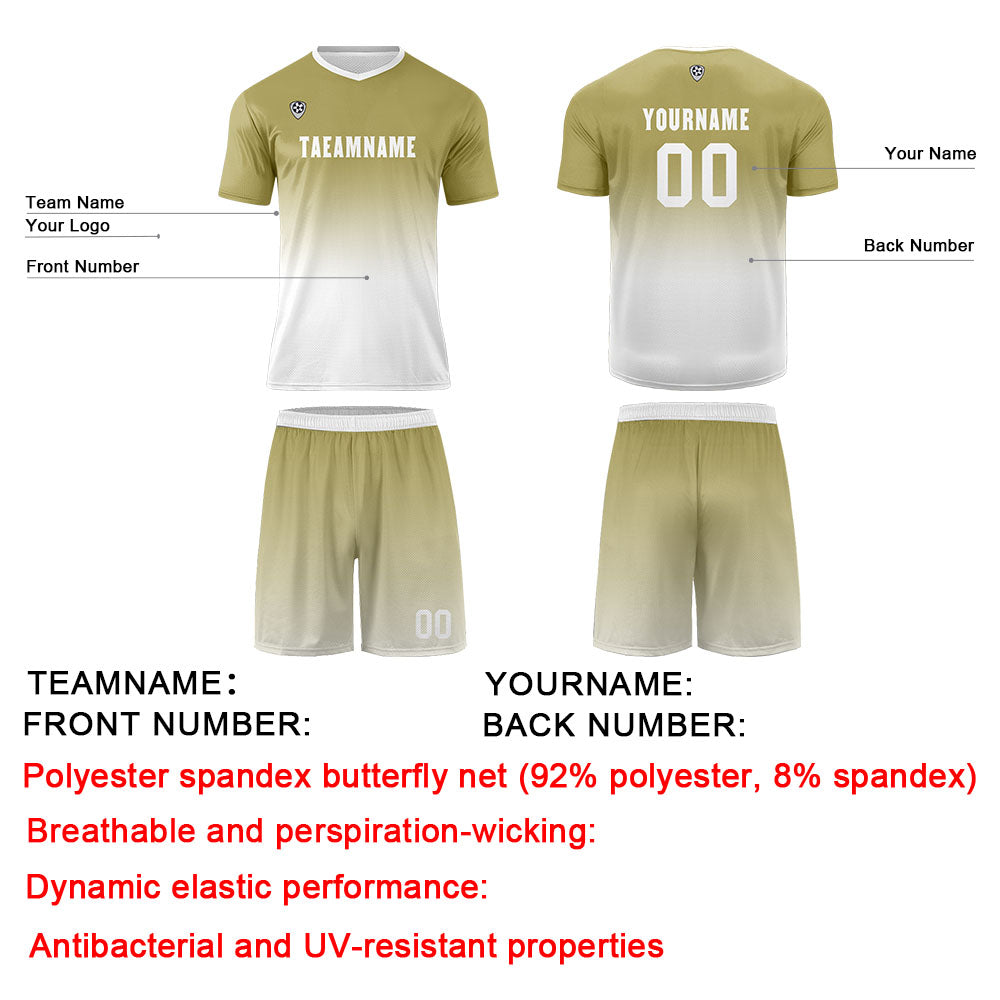 Conjunto personalizado de camiseta de uniforme color caqui y blanco para niños y adultos