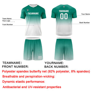 Conjunto personalizado de camiseta de uniforme verde oscuro y blanco para niños y adultos