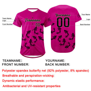 Camiseta de béisbol personalizada rosa y negra con degradado uniformes de equipo personalizados con nombre y número